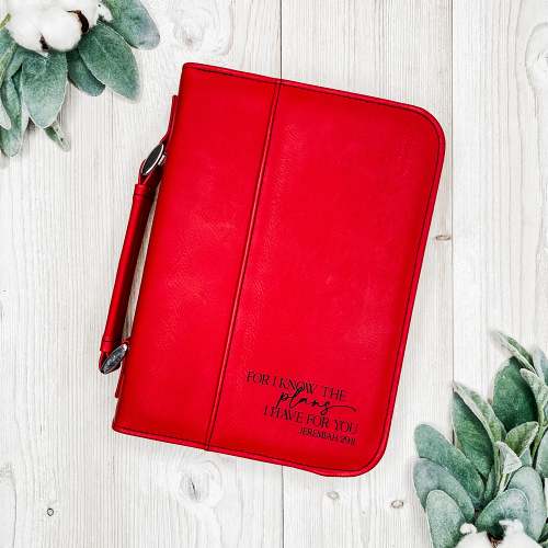 Leatherette Engraved Bible Cover - Red Jeremiah 29:11