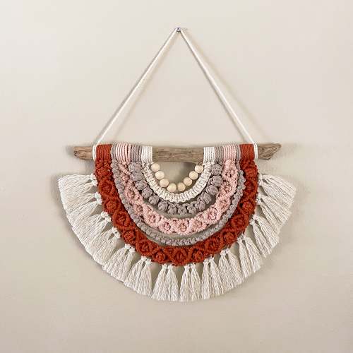 Macramé Bohemian Desert Colors Small Half Mandala Wall Hanging