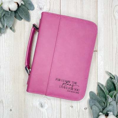 Leatherette Engraved Bible Cover - Pink Jeremiah 29:11