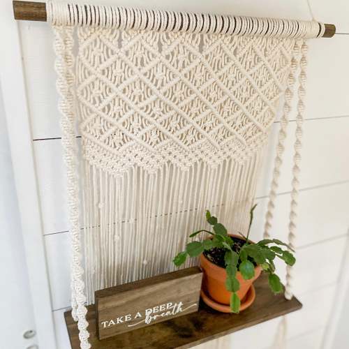 Macramé Wall Hanging Wooden Shelf