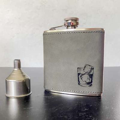 On the Rocks Leather & Stainless Flask