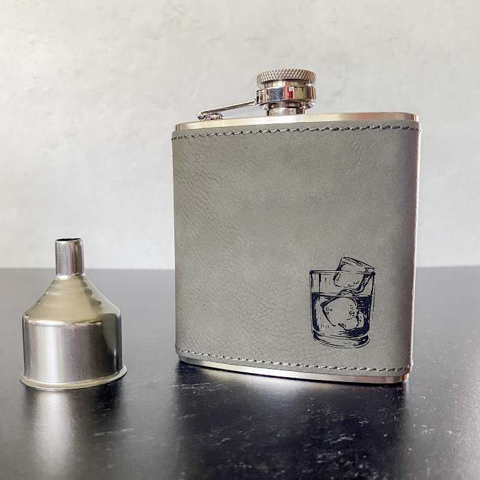 On the Rocks Leather & Stainless Flask