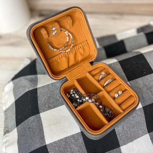 Travel Jewelry Case - Initial J in Red