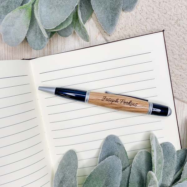Whiskey Barrel Wood Turned Personalized Ink Pen