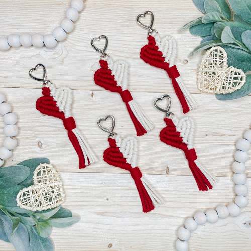 Valentine's Day Macramé Heart Keychain