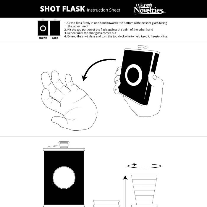 8oz Hip Flask With Built In Collapsible Shot Glass