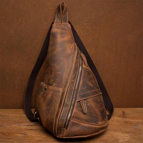 Genuine Leather Vintage Messenger Chest Bag