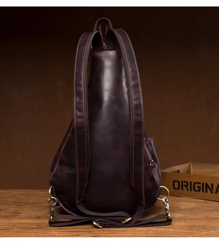 Genuine Leather Vintage Messenger Chest Bag