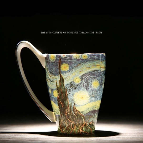 Bone China Coffee Mug & Tea Cup With Retro Art Van Gogh Paintings