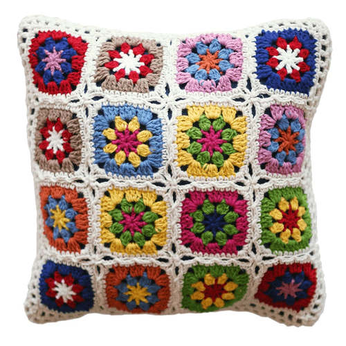 Hand-crocheted flower Nordic country hug pillow