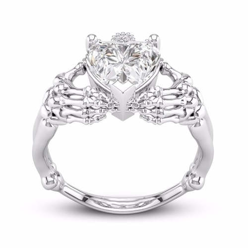 Skeleton Hands Heart gothic ring