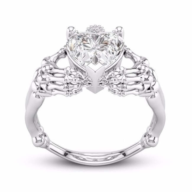 Skeleton Hands Heart gothic ring