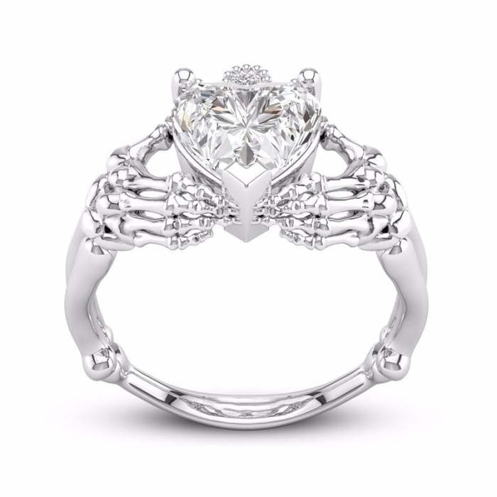 Skeleton Hands Heart gothic ring
