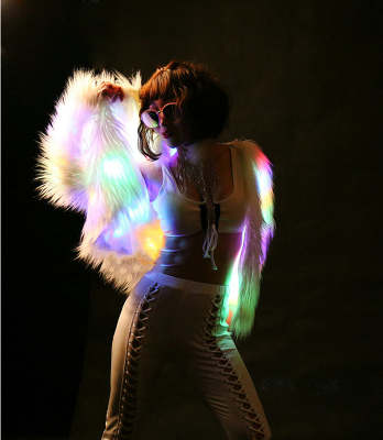 Light up LED furry white jacket