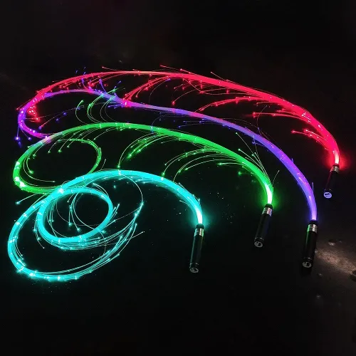 Light up festival LED fiber optic whip