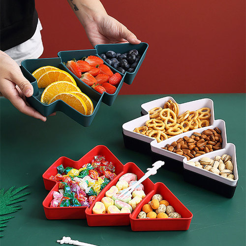 Christmas Tree Snacks Tray Plastic Plates and Bowls