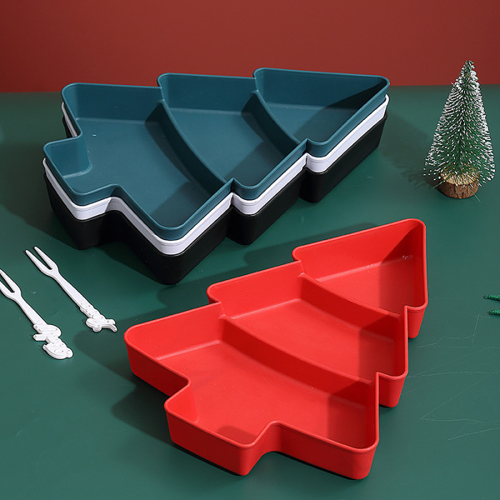Christmas Tree Snacks Tray Plastic Plates and Bowls