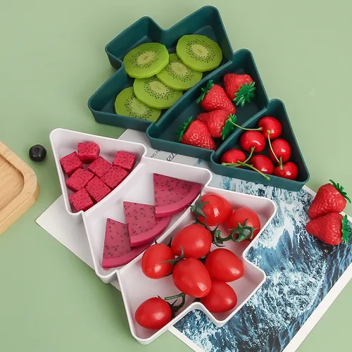 Christmas Tree Snacks Tray Plastic Plates and Bowls