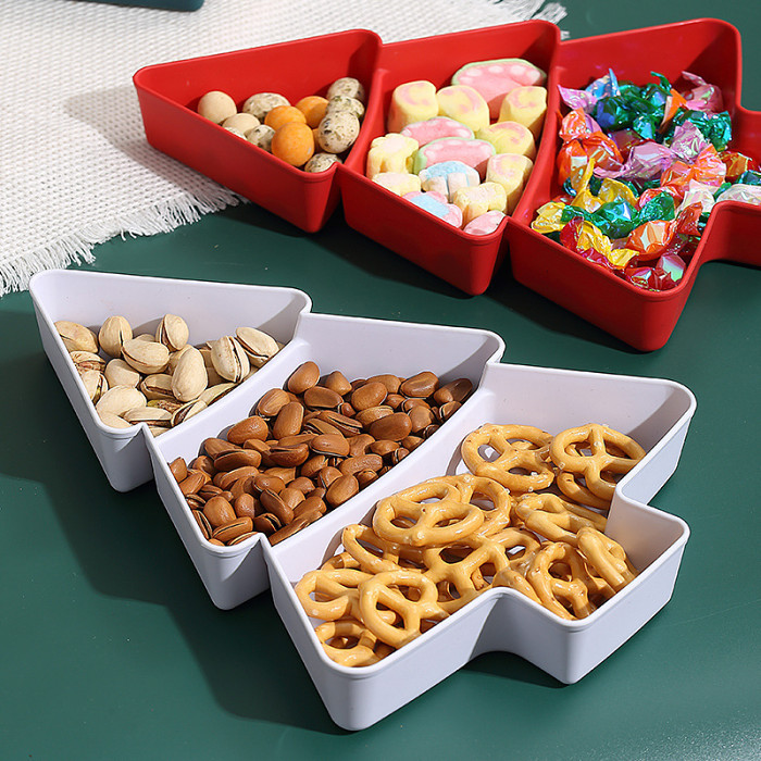 Christmas Tree Snacks Tray Plastic Plates and Bowls