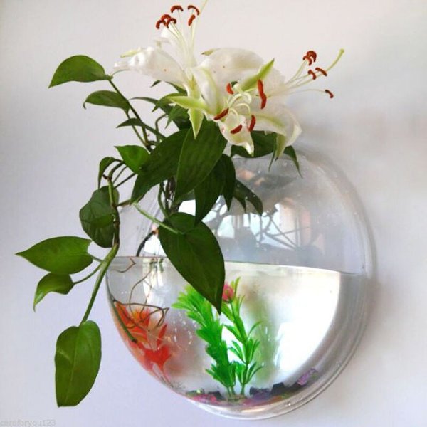 Wall Mounted Aquarium - 3D Acrylic Fish Bowl Plant Pot Hanging Aquarium