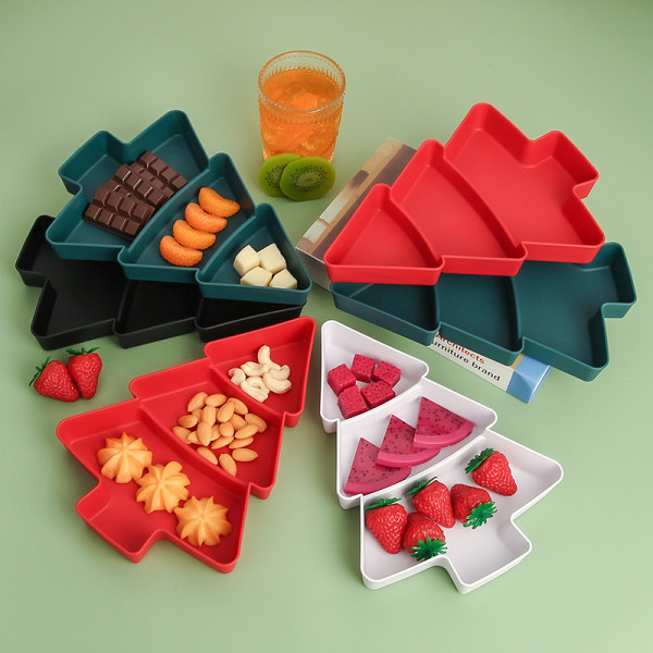Christmas Tree Snacks Tray Plastic Plates and Bowls