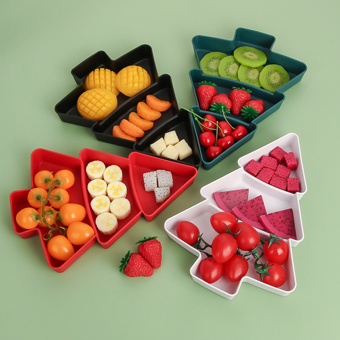 Christmas Tree Snacks Tray Plastic Plates and Bowls