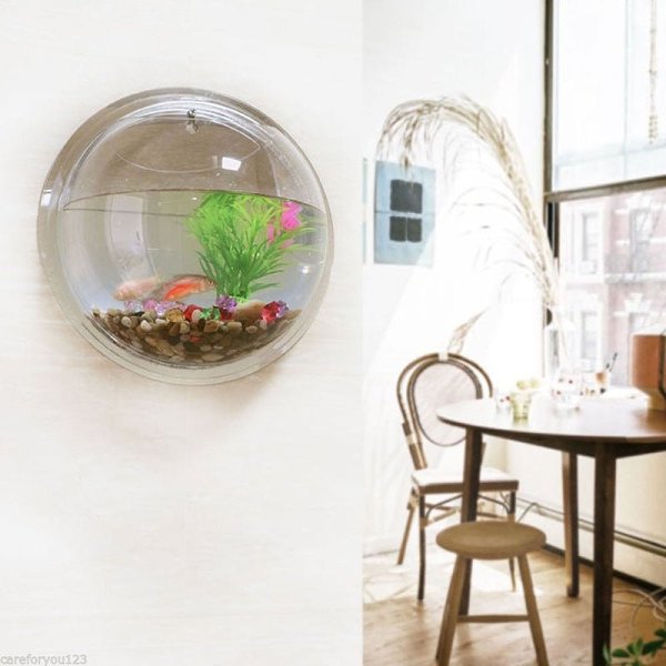 Wall Mounted Aquarium - 3D Acrylic Fish Bowl Plant Pot Hanging Aquarium