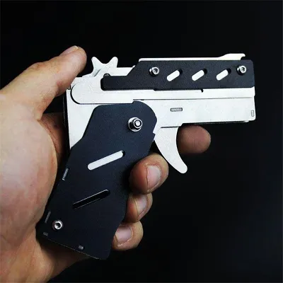 Rubber Band Toy Gun with Keychain - Outdoor Shooting Game for Kids & Adults