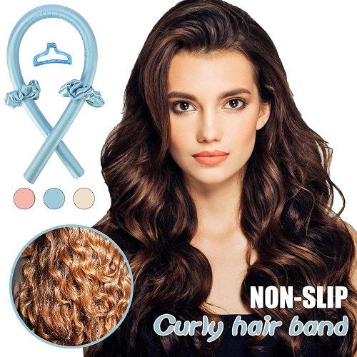 Headband Lazy Curler Set - Satin Curl Ribbon Hair Wrap with Scrunchie and Hair Clips to Get Natural Waves