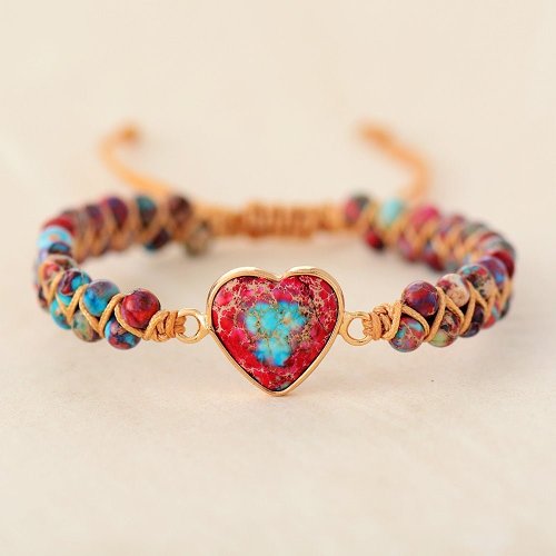 Natural Stone Heart Jasper Bracelet