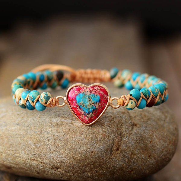 Natural Stone Heart Jasper Bracelet