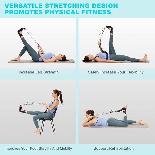 Flexibility Leg Stretcher Strap, For Pain Relief Foot, Calf, and Lower Back Pain