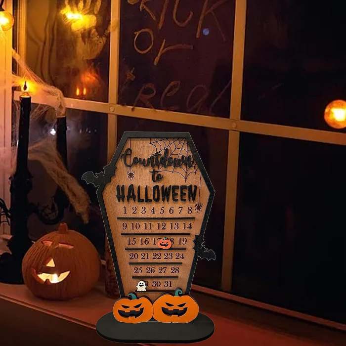Wooden Halloween Decorative Decorations - Tabletop Wooden Ornament Christmas Countdown Calendar