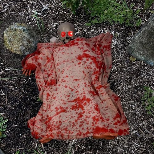 Halloween Horror Voice-Activated Corpse - Spooky Sound & Light Specter