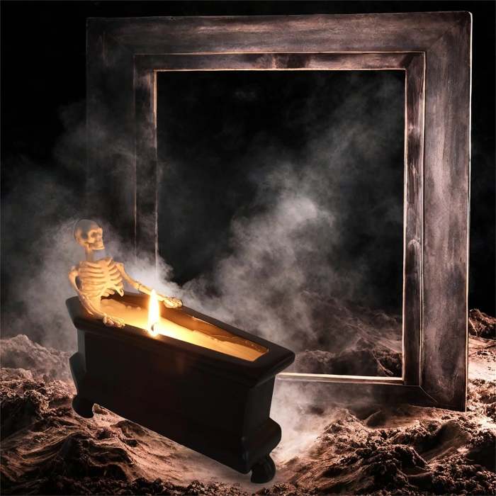 Creative Candles Bubble Bath Skull Skeleton Halloween Decoration Ornaments - Mini Coffin Design for Horror Theme