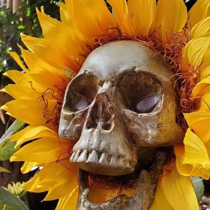 Halloween Decor Skull Sunflower - Outdoor Sunflower Decorative Stake