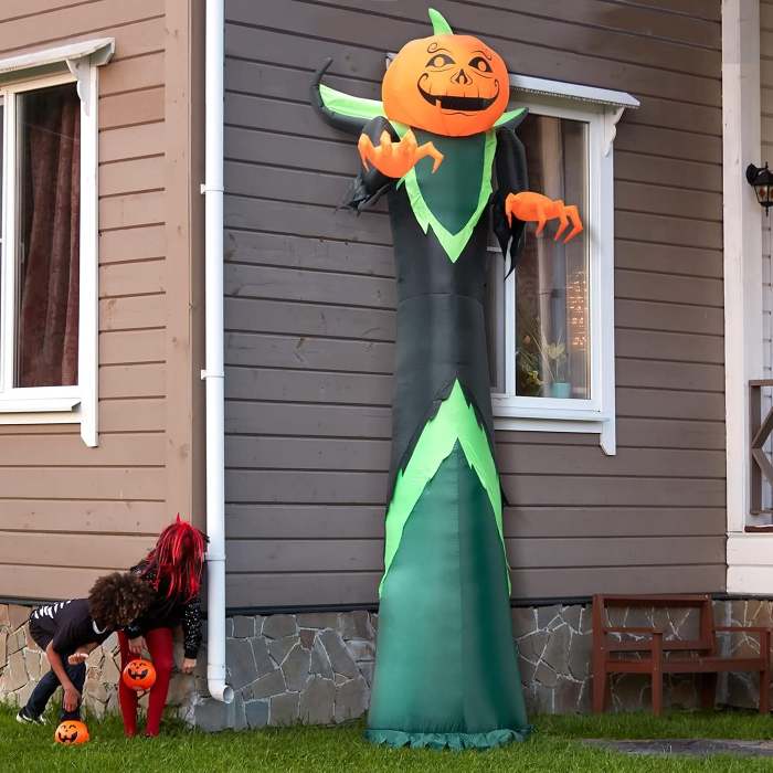 Halloween Pumpkin LED Inflatable Outdoor  - 12FT Tall Pumpkin Head Man, Blow Up Halloween Decoration for Yard, Lawn, Garden Décor