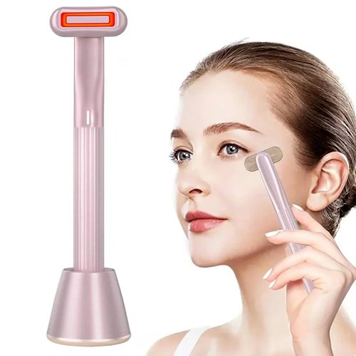 4-in-1 Skincare Wand - Therapeutic Warmth Face Massager Tool with Red LED Light