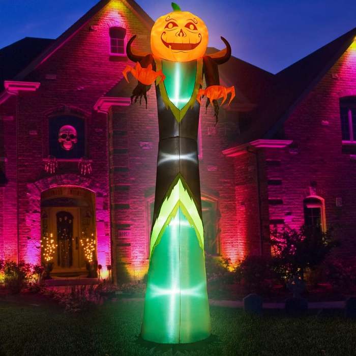 Halloween Pumpkin LED Inflatable Outdoor  - 12FT Tall Pumpkin Head Man, Blow Up Halloween Decoration for Yard, Lawn, Garden Décor