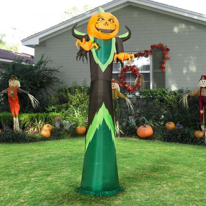 Halloween Pumpkin LED Inflatable Outdoor  - 12FT Tall Pumpkin Head Man, Blow Up Halloween Decoration for Yard, Lawn, Garden Décor