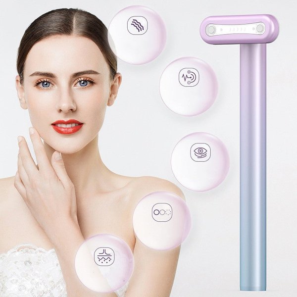 Micro-Current Eye Massager - 4 in 1 Facial Wand, Red Light Therapy for Face and Neck, Facial Massager, Reduce Wrinkles, Anti-Aging Facial Tools