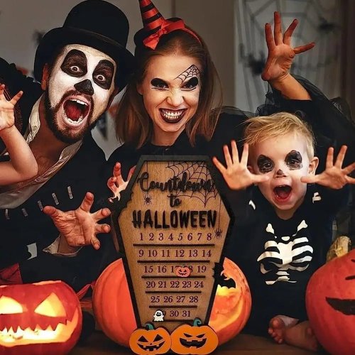 Wooden Halloween Decorative Decorations - Tabletop Wooden Ornament Christmas Countdown Calendar