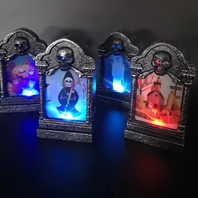Halloween Tombstone Light LED Decorative Prop - Tombstone Ornament LED Light Up Halloween Decoration