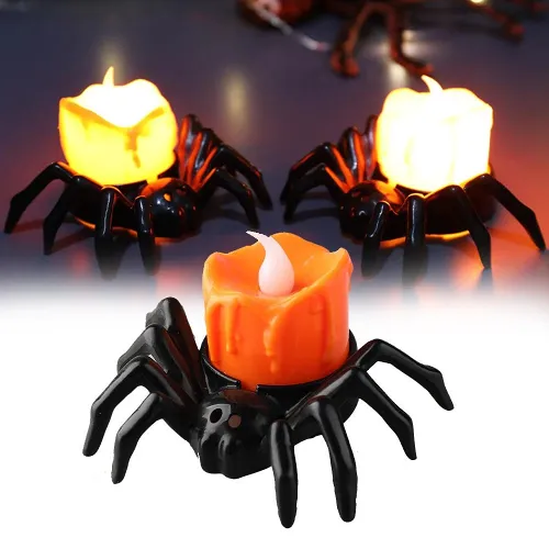 Halloween Spider Candlestick - Battery - Operated Flameless LED Halloween Candles