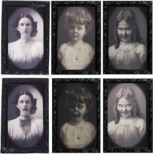 Halloween Decoration 3D Changing Face Moving Picture Frame - Spooky Ghost Portrait Halloween Wall Decoration
