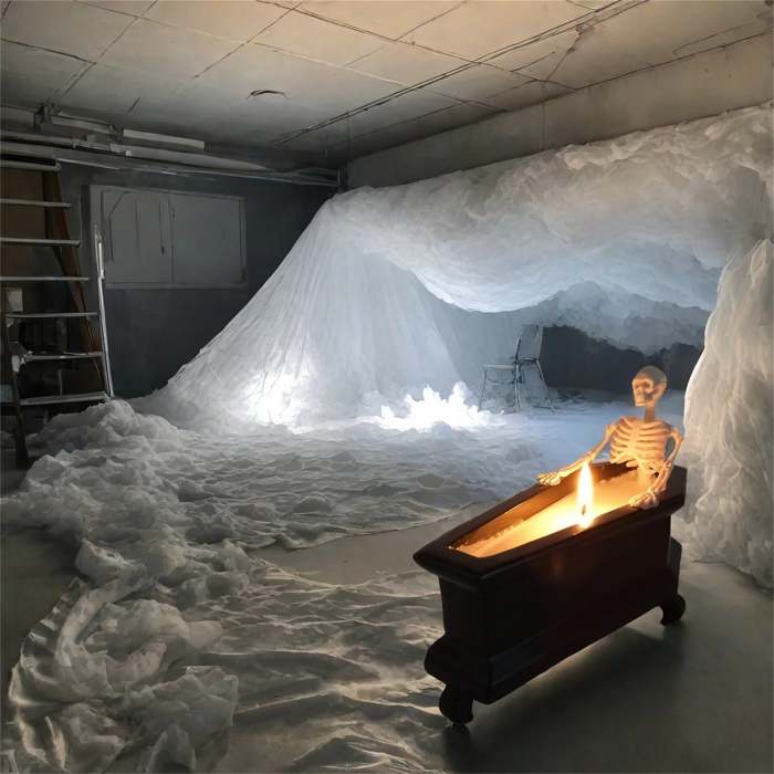 Creative Candles Bubble Bath Skull Skeleton Halloween Decoration Ornaments - Mini Coffin Design for Horror Theme