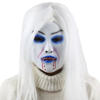 Horror White Witch Ghost Latex Mask - Realistic Latex Design