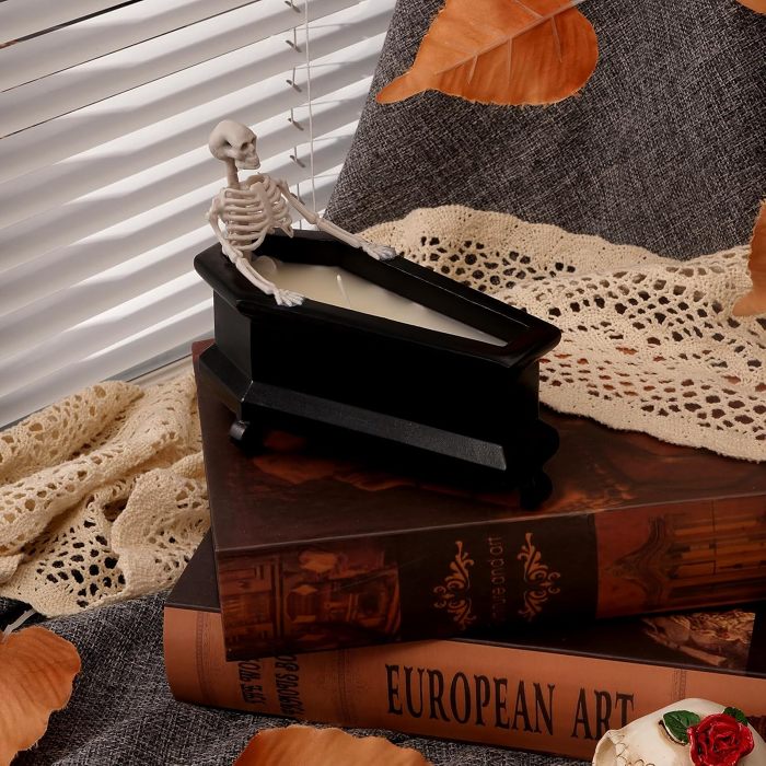 Creative Candles Bubble Bath Skull Skeleton Halloween Decoration Ornaments - Mini Coffin Design for Horror Theme