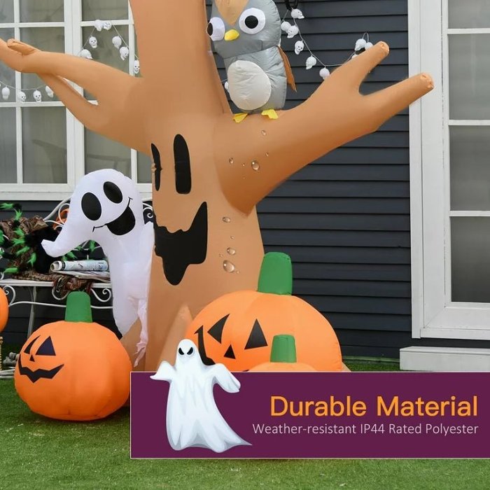 Halloween Haunted Tree Inflatable Decoration - Inflatables Outdoor Decorations Haunted Tree with Owl, Ghost, Pumpkins, Blow Up LED Yard Decor for Garden, Lawn, Party, Holiday, Waterproof