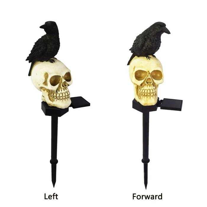 Solar Halloween Crow Skull Light - Outdoor Waterproof LED Light for Balcony, Holiday Lawn, Garden Decor, and Decorative Lighting